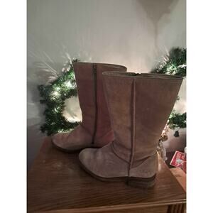 UGG Linford Chestnut Suede Saddle Boot Wool Zip Boots Size US 6.5 Womens